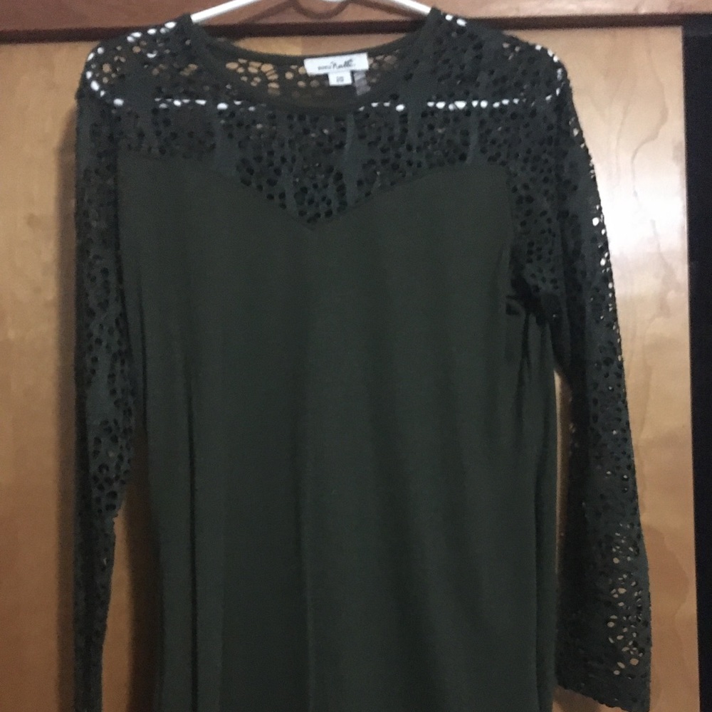 Green see-through lacy top.